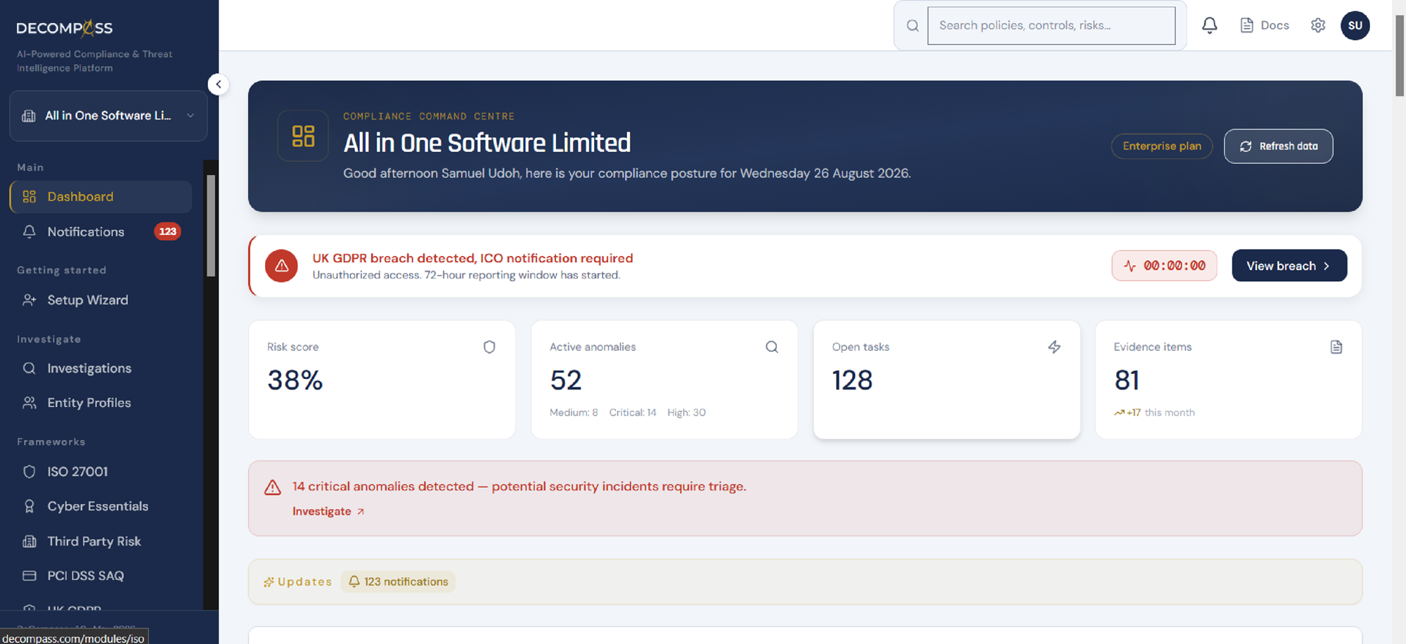 DeCompass Compliance Dashboard